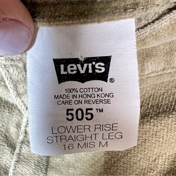 Levi's 505 tan brown velvet straight leg casual pants size 16 Juniors B133 - Picture 2 of 3